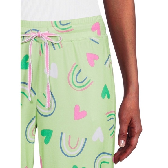 Briefly Stated Rainbow Heart Sleep Joggers with Pockets sz: M (8-10) - Picture 5 of 7